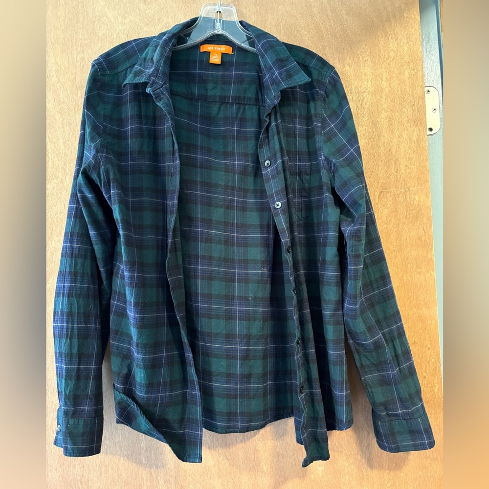 Joe Fresh plaid button down shirt, large